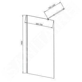 Aqualine Walk-In - Paroi de douche 700x1900 mm, verre Brick WI070