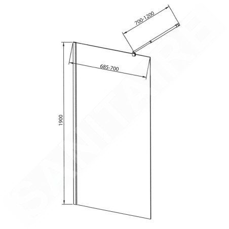 Aqualine Walk-In - Paroi de douche 700x1900 mm, verre Brick WI070