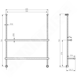 Sapho Circle - Porte-serviettes suspendu, longueur 600 mm, chrome 1301-09