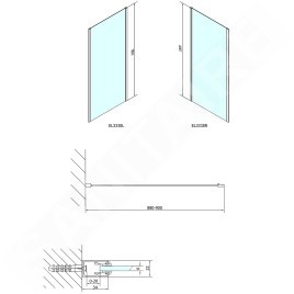 Polysan Easy Line - Paroi du douche 900 mm, verre Brick EL3338