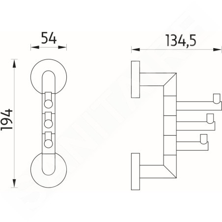 Nimco Unix - Triple crochet, rotatif, chrome UN 13099-26