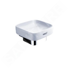 Nimco Kibo - Porte-savon avec support, céramique blanche/chrome Ki 14059K-26