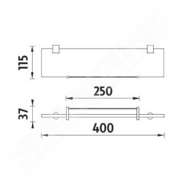 Nimco Bormo - Tablette, 400 mm, verre mat / chrome mat BR 11091BX-40-26