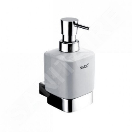 Nimco Kibo - Distributeur de savon en céramique avec support, 250 ml, blanc / chrome Ki 14031K-T-26