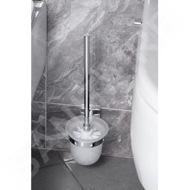 Sapho X-SQUARE - Balayette de toilette murale avec support, verre dépoli/chrome XQ301