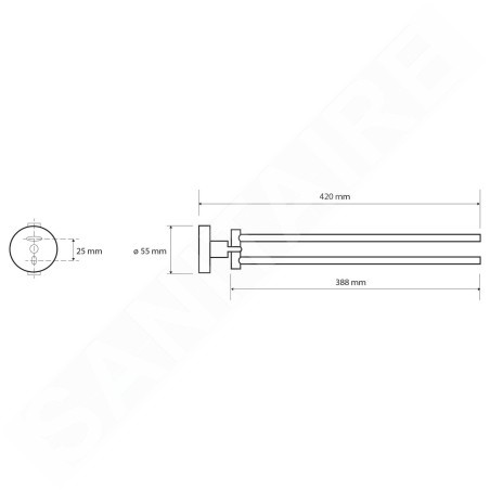 Sapho X-Round - Porte-serviettes rotatif, longeur 420 mm, chrome XR405
