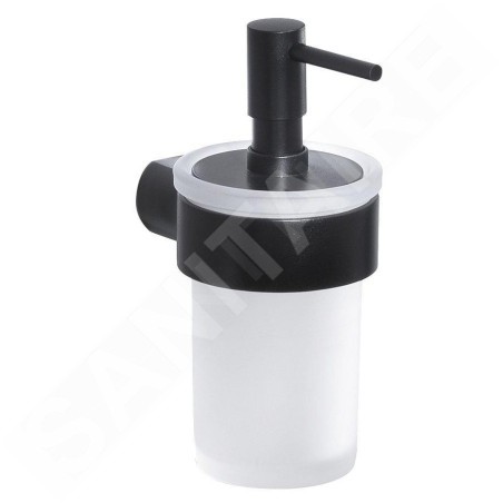 Sapho Gedy Pirenei - Distributeur de savon avec support, noir mat/verre satiné PI8114