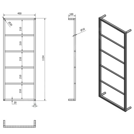 Sapho Ska - Porte-serviettes 450x1150 mm, blanc mat SKA511
