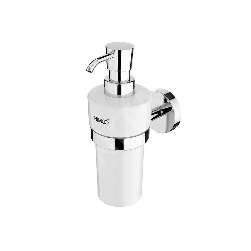 Nimco Unix - Distributeur de savon en céramique, avec support, blanc/chrome UN 13031KN-26