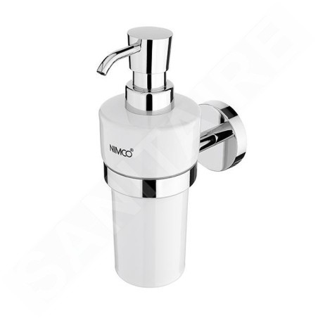 Nimco Unix - Distributeur de savon en céramique, avec support, blanc/chrome UN 13031KN-26