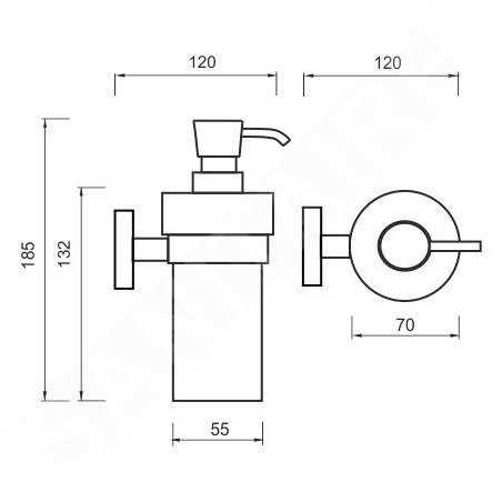 Nimco Unix - Distributeur de savon en céramique, avec support, blanc/chrome UN 13031KN-26