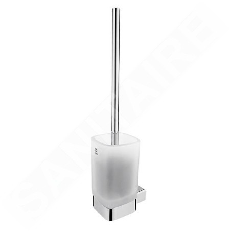Nimco Kibo - Brosse WC murale avec support, verre mat / chrome Ki 14094CN-26