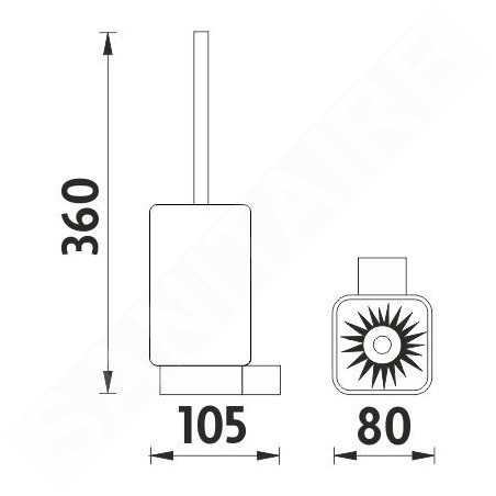 Nimco Kibo - Brosse WC murale avec support, verre mat / chrome Ki 14094CN-26