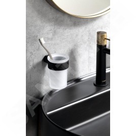 Sapho Gedy Pirenei - Verre pour brosse à dents et dentifrice, à poser, verre dépoli/noir mat PI1014