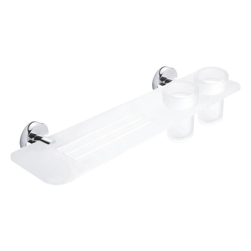 Nimco Unix - Tablette IXI à trous fraisés 500 mm avec verres, chromée UN X350-58DW-26