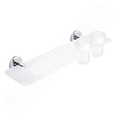 Nimco Unix - Tablette IXI à trous fraisés 500 mm avec verres, chromée UN X350-58DW-26
