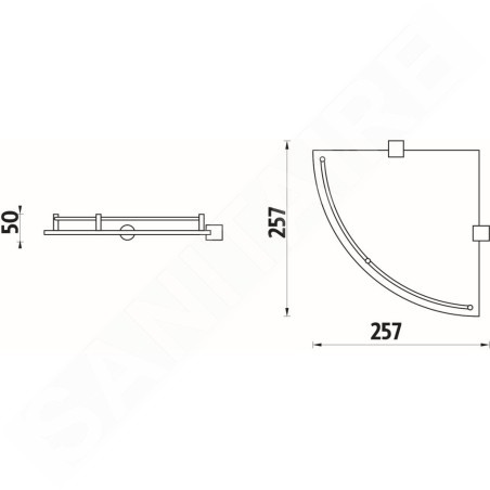 Nimco Bormo - Tablette d'angle, verre dépoli/chrome BR 11091RA-26