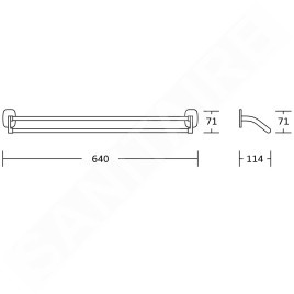 Aqualine Rumba - Porte-serviettes double, longueur 640 mm, chromé RB111