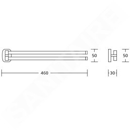 Aqualine Rumba - Porte-serviettes double, longueur 460 mm, chromé RB121