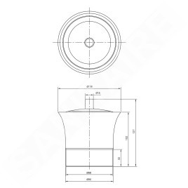 Sapho Justime 1 - Bol en céramique Justy, blanc/inox 1308-34