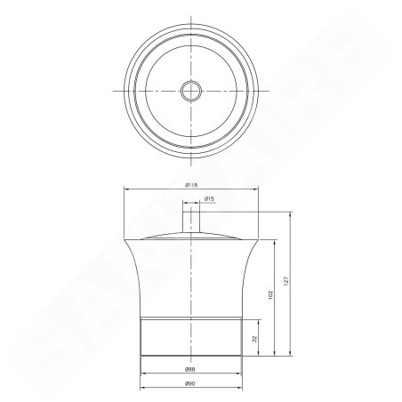 Sapho Justime 1 - Bol en céramique Justy, blanc/inox 1308-34