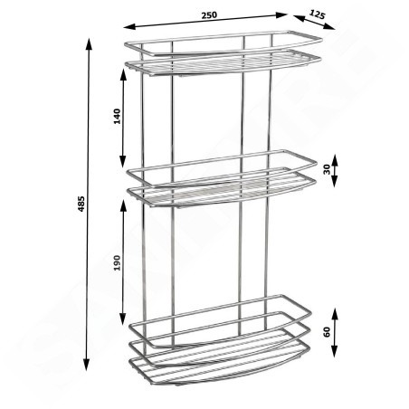 Aqualine Chrom Line - Triple étagère en fil de fer, chromée 37045