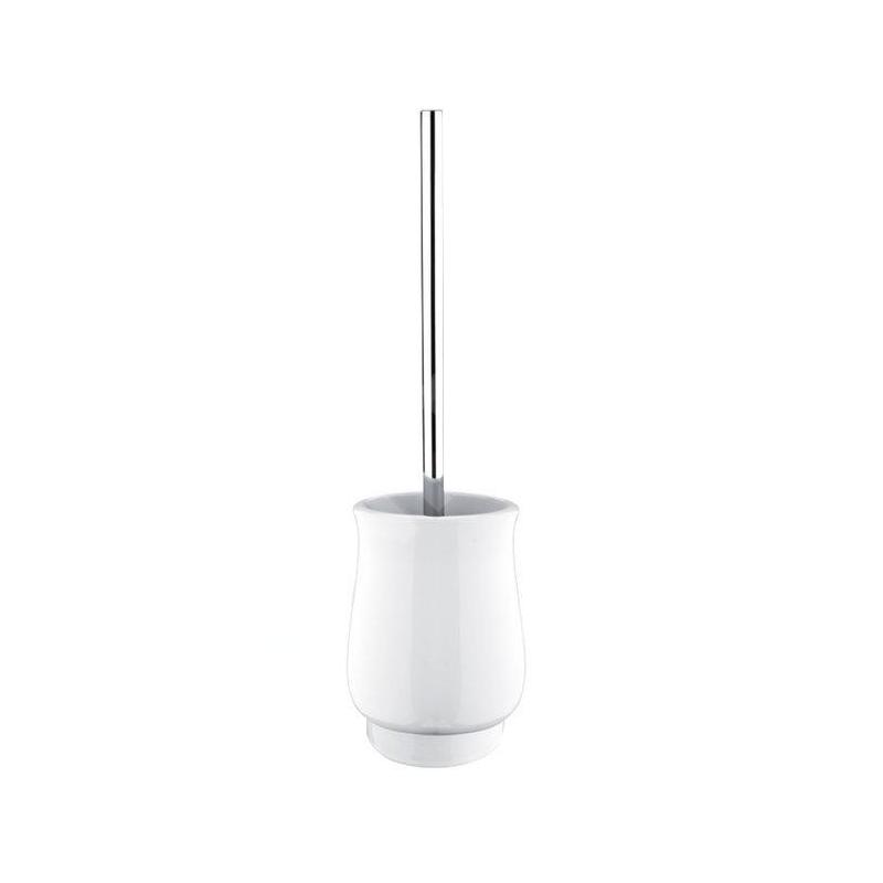 Nimco Lada - Brosse de toilette sur pied avec support, blanc/chrome 1094LA-26
