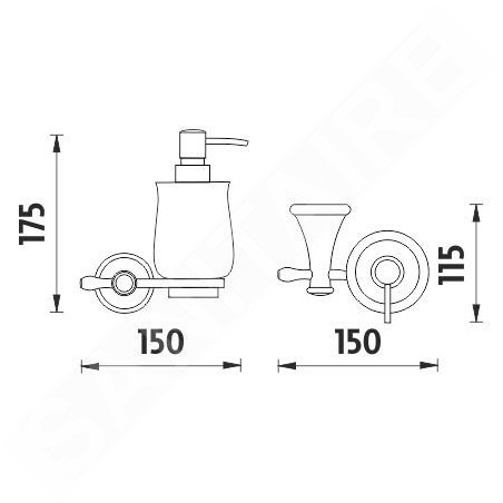 Nimco Lada - Distributeur de savon avec support, blanc/laiton LA 19031K-65