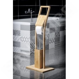 Aqualine Bambus - Support pour papier hygiénique et brosse de toilette, bambou BI026