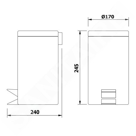 Aqualine Nicea - Poubelle 3 L, blanc 7500
