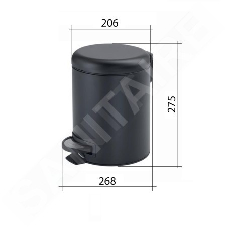 Sapho Accessoires de salle de bains Gedy - Poubelle 5 l, SoftClose, noir mat 330914