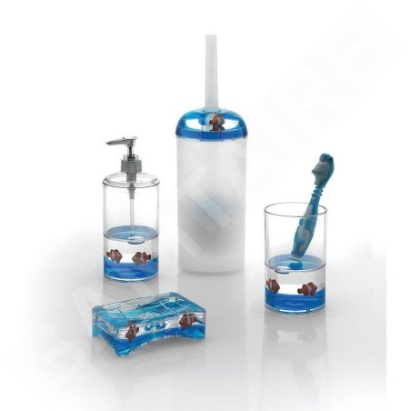 Aqualine Pyxis - Brosse de toilette Nemo pour debout, blanc/bleu PY3389