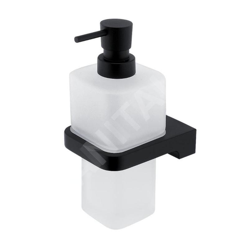 Nimco Maya - Distributeur de savon avec support, verre mat / noir MAC 29031H-T-90