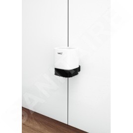 Nimco Kibo - Verre pour brosses à dents et dentifrice avec support, céramique blanche / noir mat Ki-14058K-90