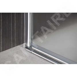 Aqualine Cabines de douche - Porte de douche Pilot, en deux parties 800 mm, aluminium brillant/verre Brick PT082