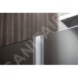 Aqualine Cabines de douche - Porte de douche Pilot, en deux parties 800 mm, aluminium brillant/verre Brick PT082