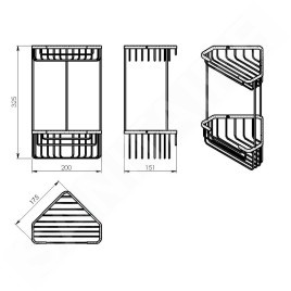Sapho Gedy Smart - Tablette d'angle en fil métallique, noir mat 2482-14