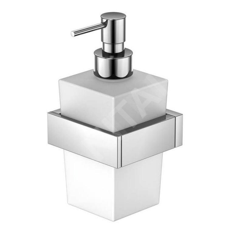 Steinberg 460 - Distributeur de savon avec support, verre blanc / chrome 460 8001