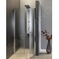 Aqualine Cabines de douche - Porte de douche Pilot, en deux parties 800 mm, aluminium brillant/verre Brick PT082