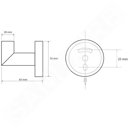 Sapho X-Round - Patère, noir XR208B