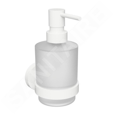 Sapho X-Round - Distributeur de savon avec support, verre dépoli / blanc XR103W