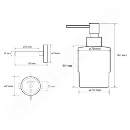 Sapho X-Round - Distributeur de savon avec support, verre dépoli / blanc XR103W