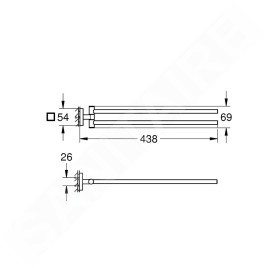 Grohe QuickFix Start Cube - Porte-serviettes double, longueur 44 cm, chrome 40976000