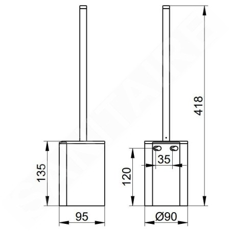 Keuco Plan - Brosse WC pour montage mural, avec support, blanc/ acier 14972070100