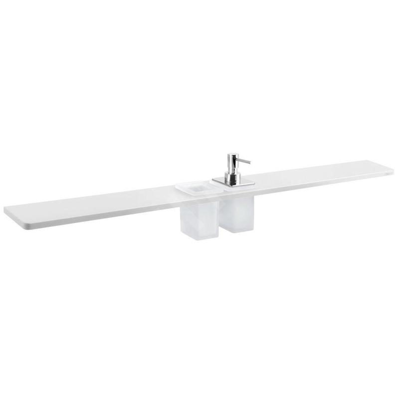 Sapho Abeline - Étagère avec distributeur et verre, 100 cm, blanc mat/chrome AE102-0101-02