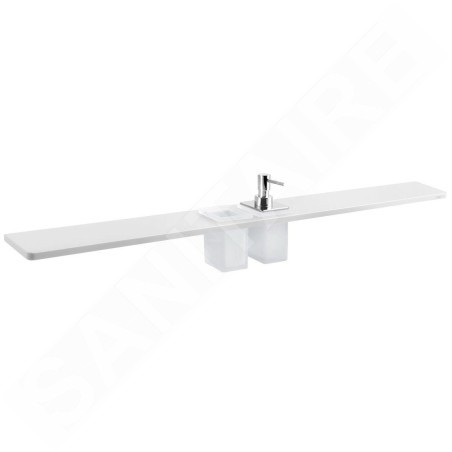 Sapho Abeline - Étagère avec distributeur et verre, 100 cm, blanc mat/chrome AE102-0101-02