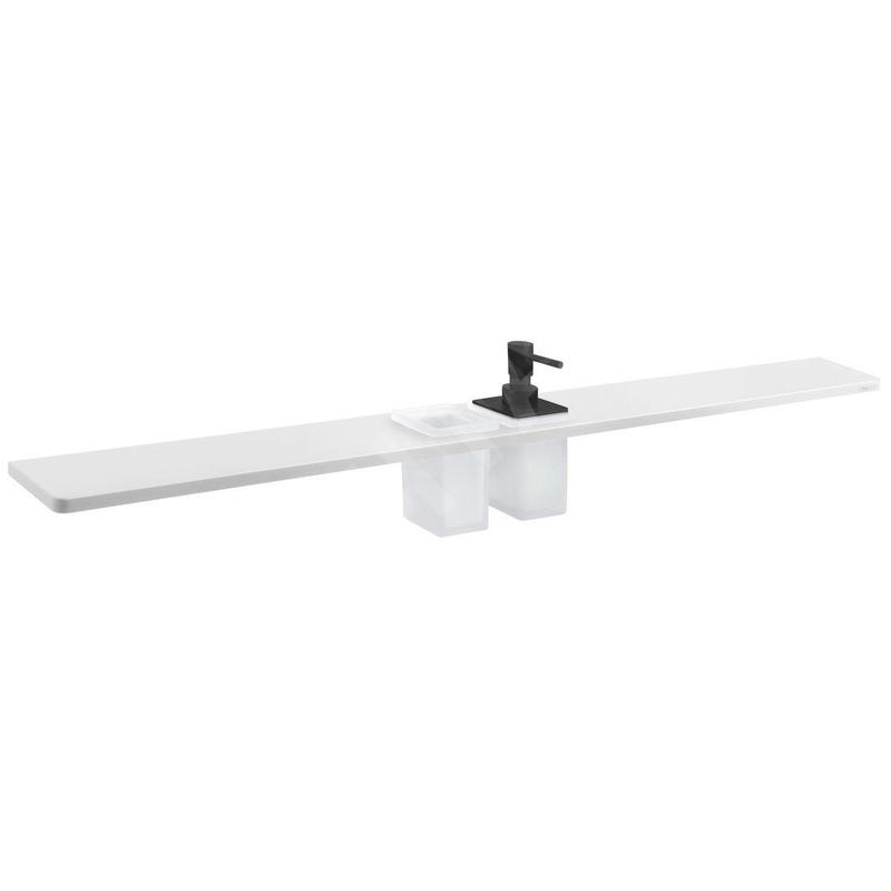 Sapho Abeline - Étagère avec distributeur et verre, 100 cm, blanc mat/noir AE102-0101-03