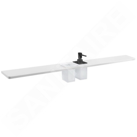 Sapho Abeline - Étagère avec distributeur et verre, 100 cm, blanc mat/noir AE102-0101-03