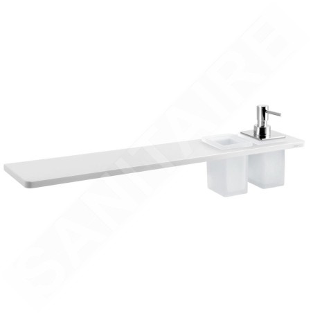 Sapho Abeline - Étagère avec distributeur et verre, 60 cm, blanc mat/chrome AE602-0101-02