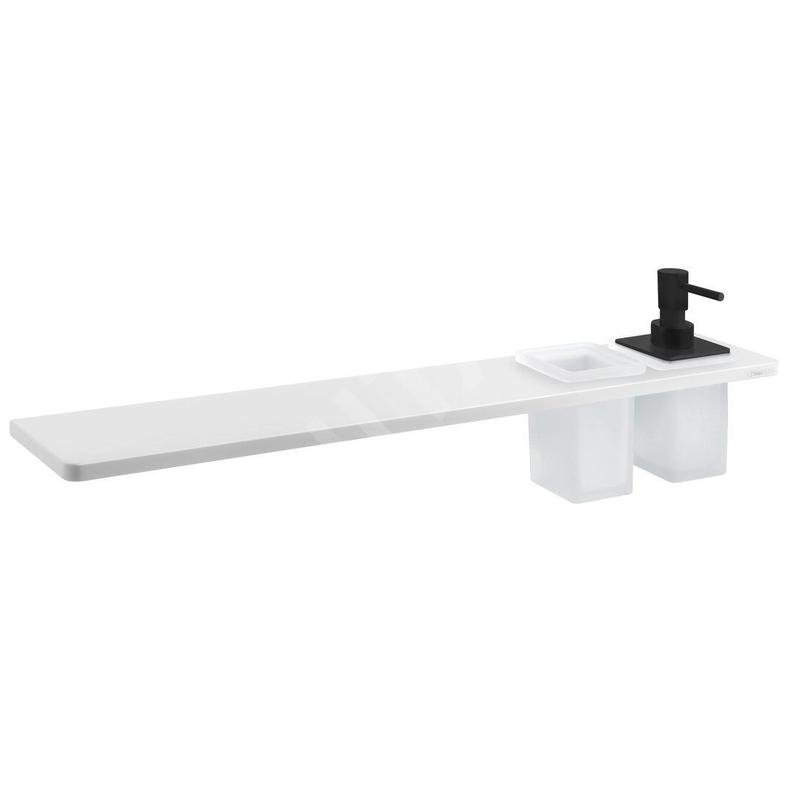 Sapho Abeline - Étagère avec distributeur et verre, 60 cm, blanc mat/noir AE602-0101-03